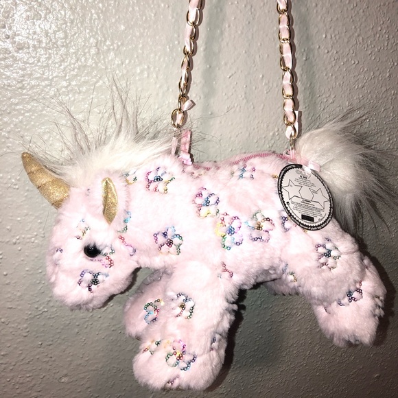 Olly Other - Olly & Me Little Girls Unicorn Plush Crossbody Purse Super Cute 10”X8” 14”Strap